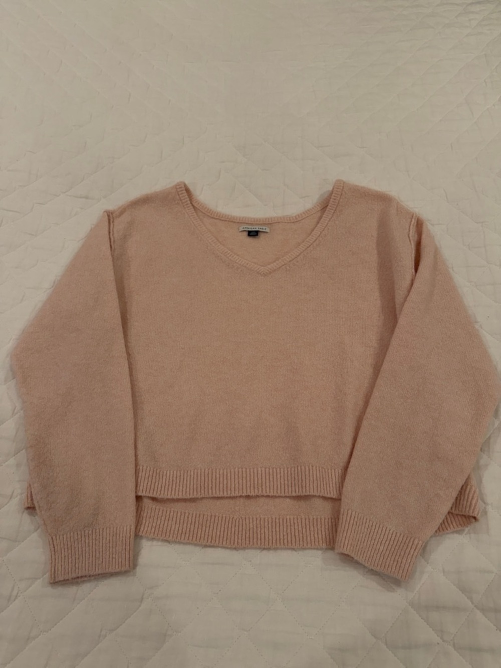 American Eagle Outfitters Women's V-Neck Sweater in Blush
